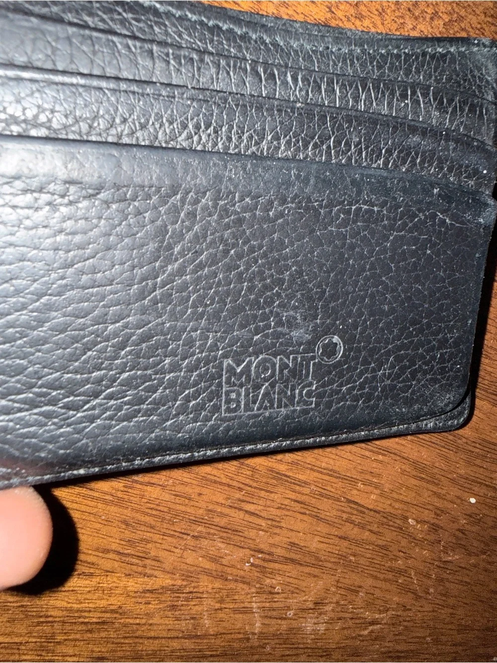 Mont Blanc Black Leather Card Holder with Emblem